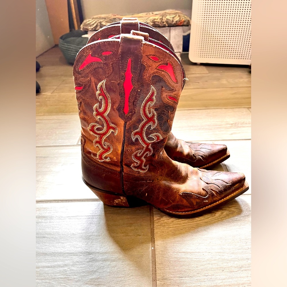 ARIAT 'Wichita' Brown Leather Wingtip Cowgirl Western Boots Women's Sz. 8.5B